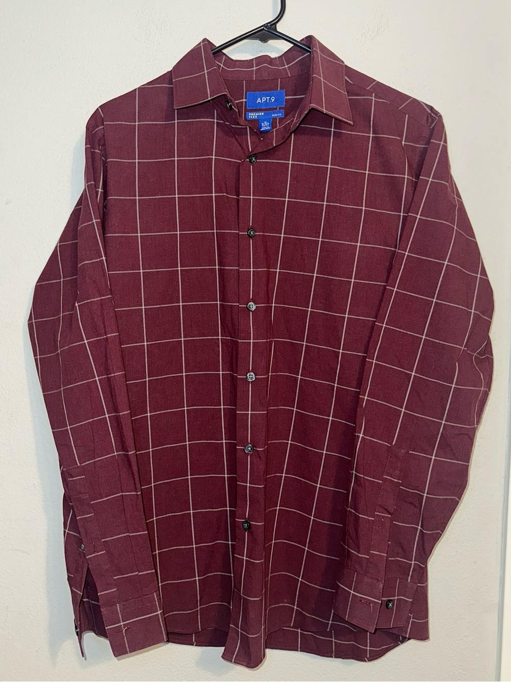 Apt. 9 Maroon Windowpane Button Down Shirt